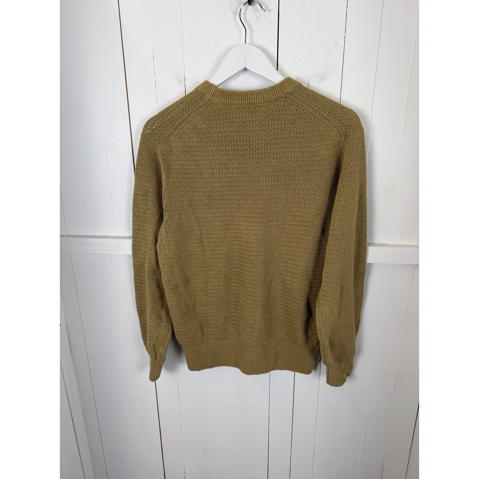 Buck Mason Green Tan Cotton Pullover Sweater Women’s M — image 3 of 3